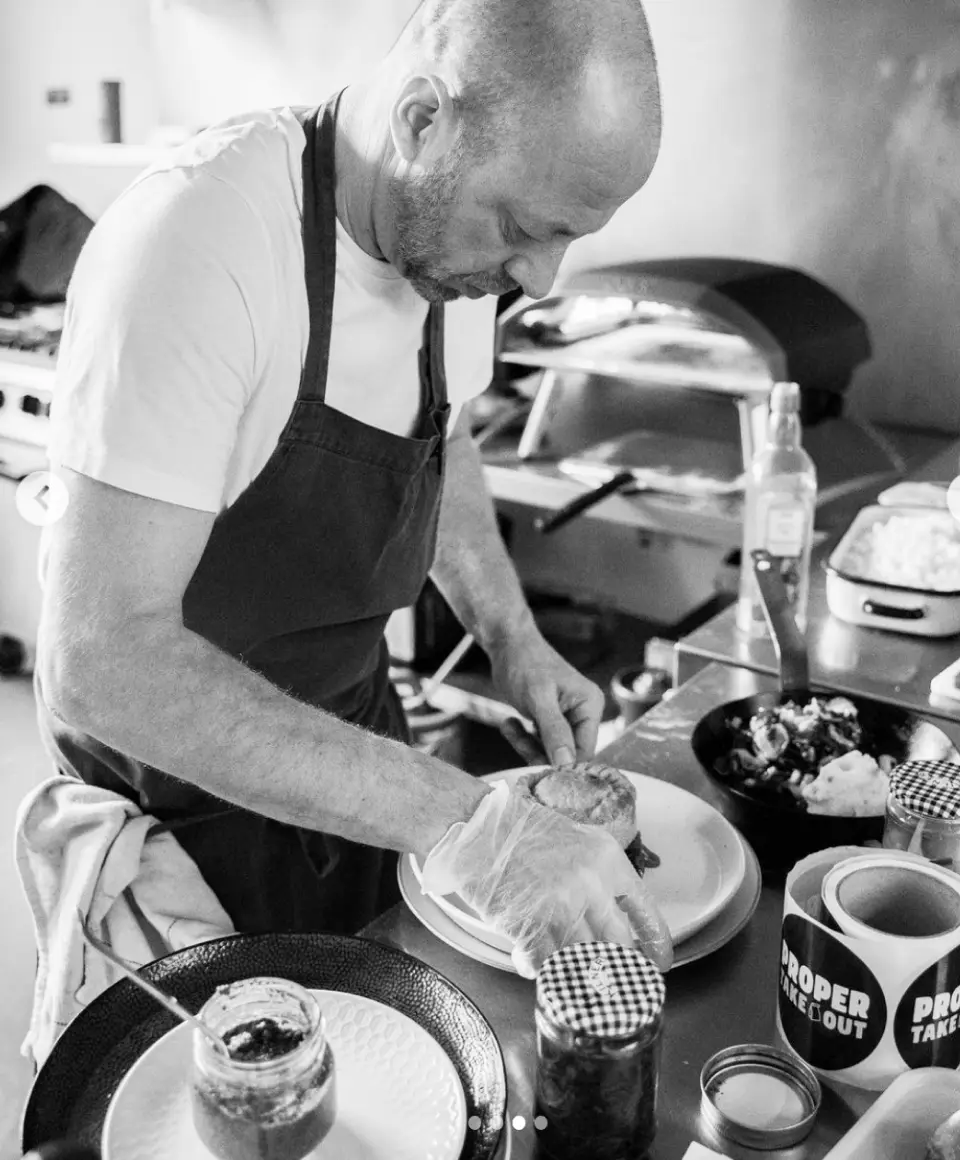 Chef creating delicious steak and ale pie