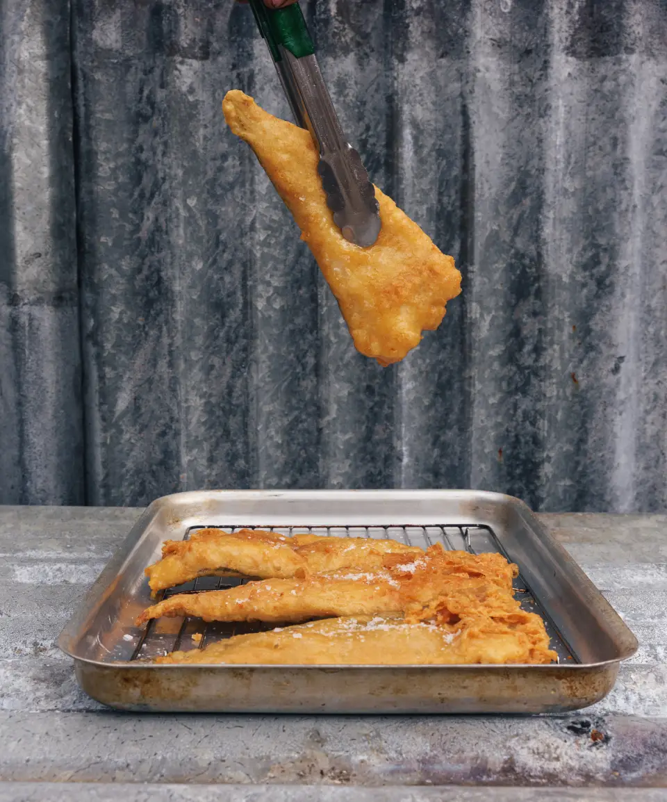 Fresh Fish and chips from the fryer